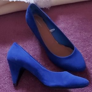 Cobalt blue suede kitten heels